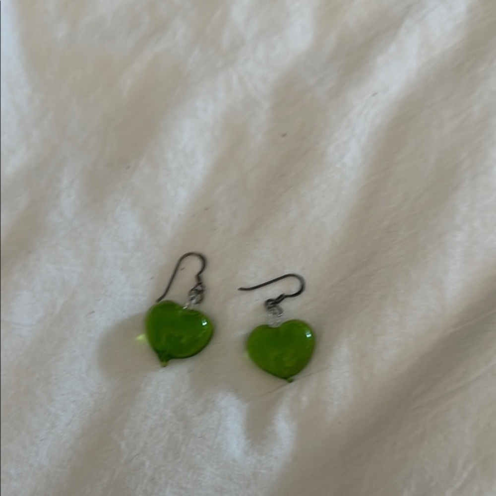 Sale — Green Heart Earrings